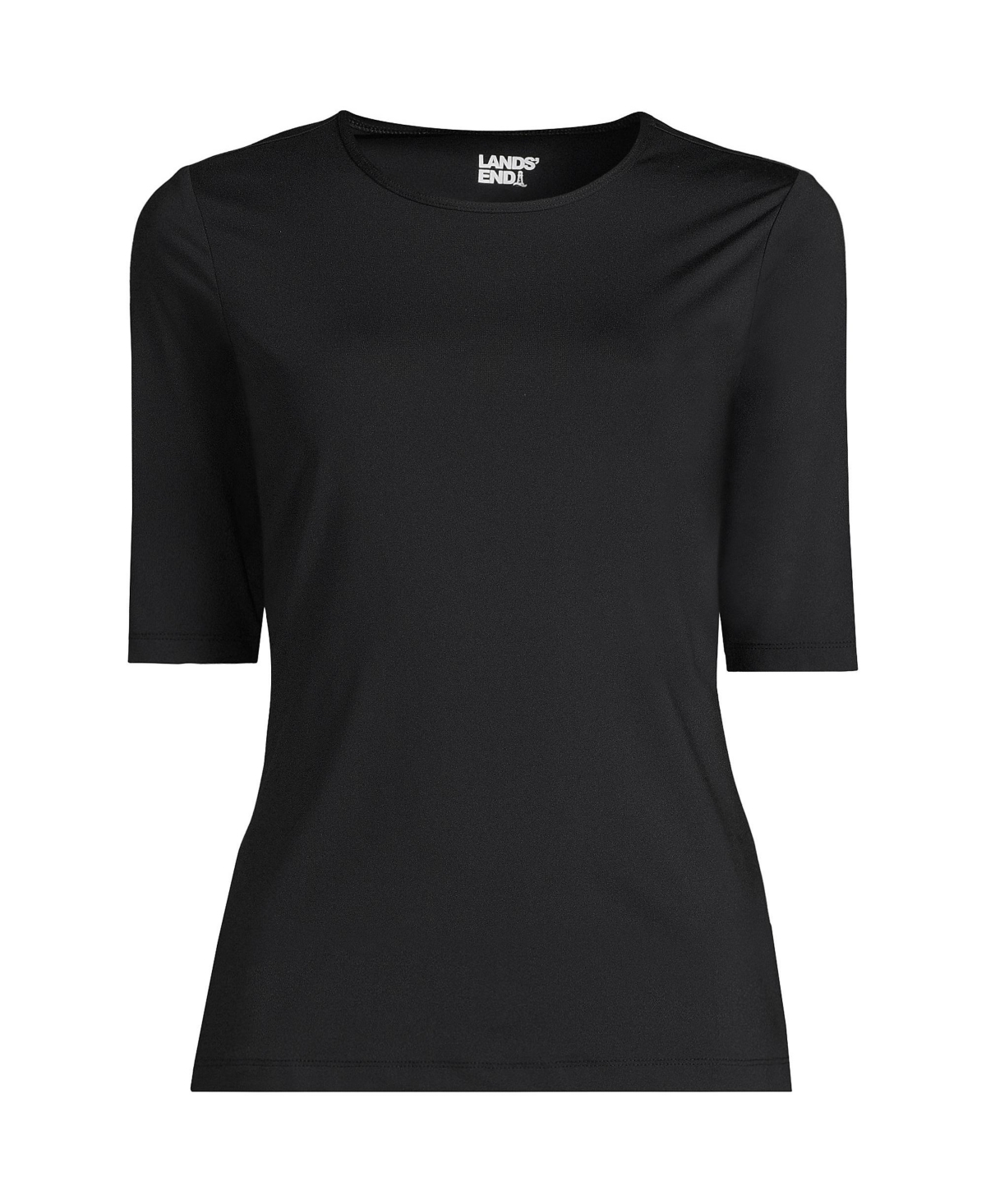 Petite Crew Neck Rash Guard Upf 50 Swim Tee - Black