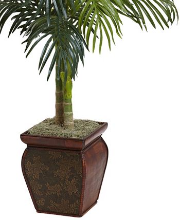 Nearly Natural - 4.5' Golden Cane Palm Tree with Decorative Planter