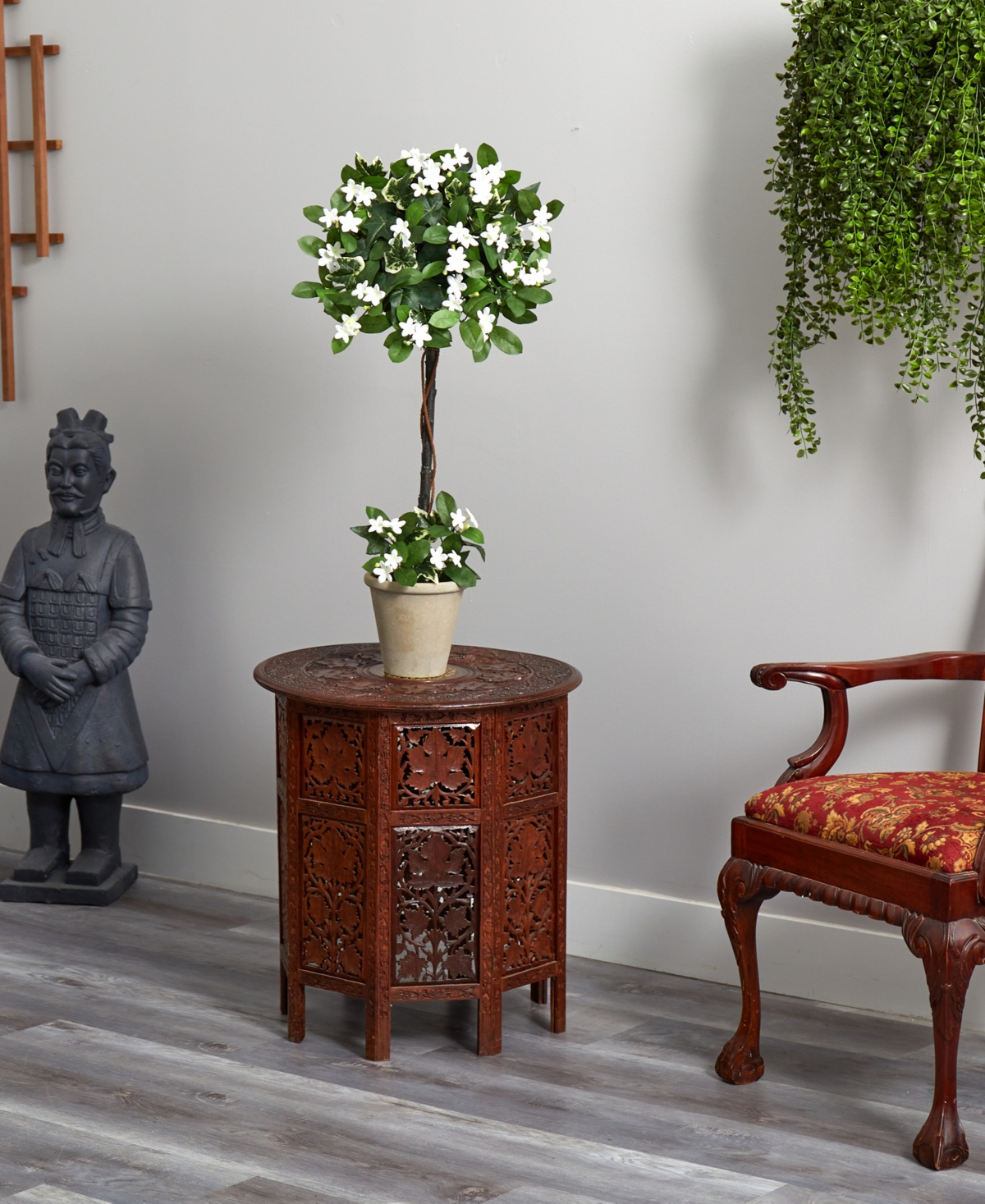 NEARLY NATURAL 3' STEPHANOTIS TOPIARY W/ PLANTER 