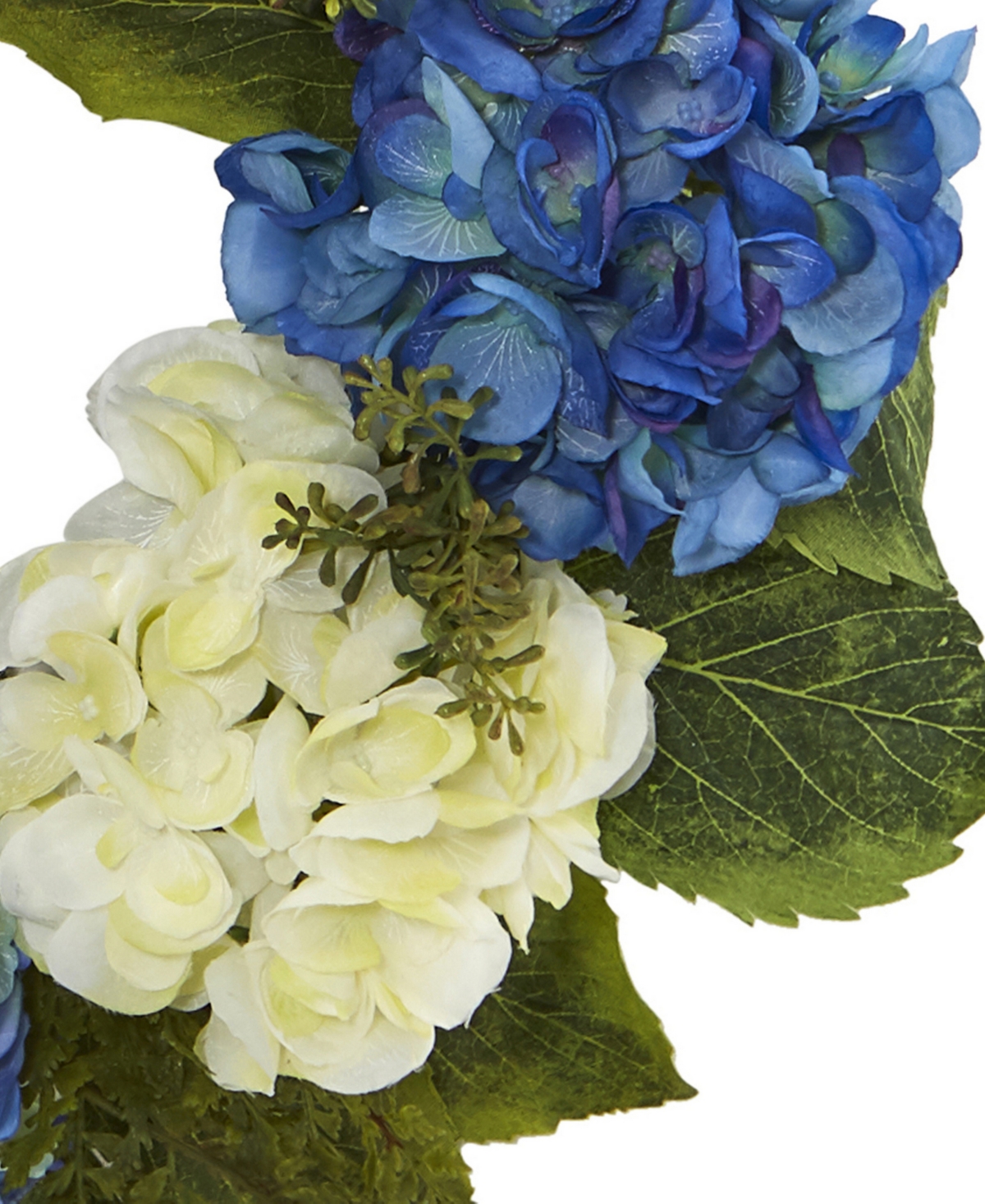 Nearly Natural Hydrangea& White Wreath - Blue