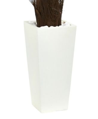 40" Cycas Artificial Tree in White Tower Planter UV Resistant