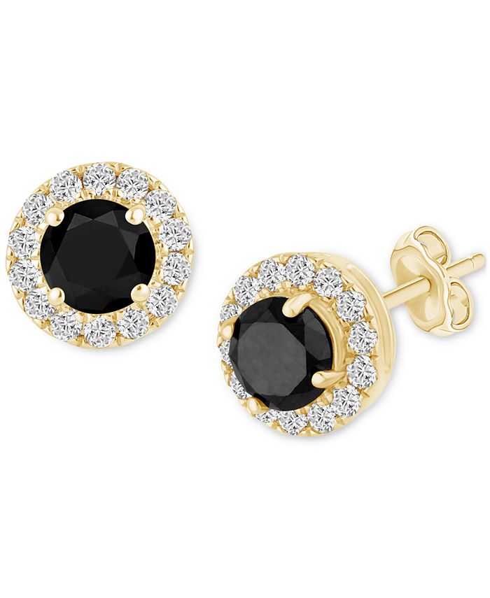 Macy's black diamond stud earrings sales