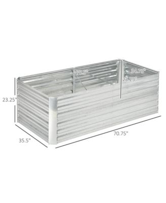 Raised Garden Bed, 71" x 36" x 23" Galvanized Steel Planters for Outdoor Plants with Reinforced Rods for Vegetables, Flowers, and Herbs, Silver