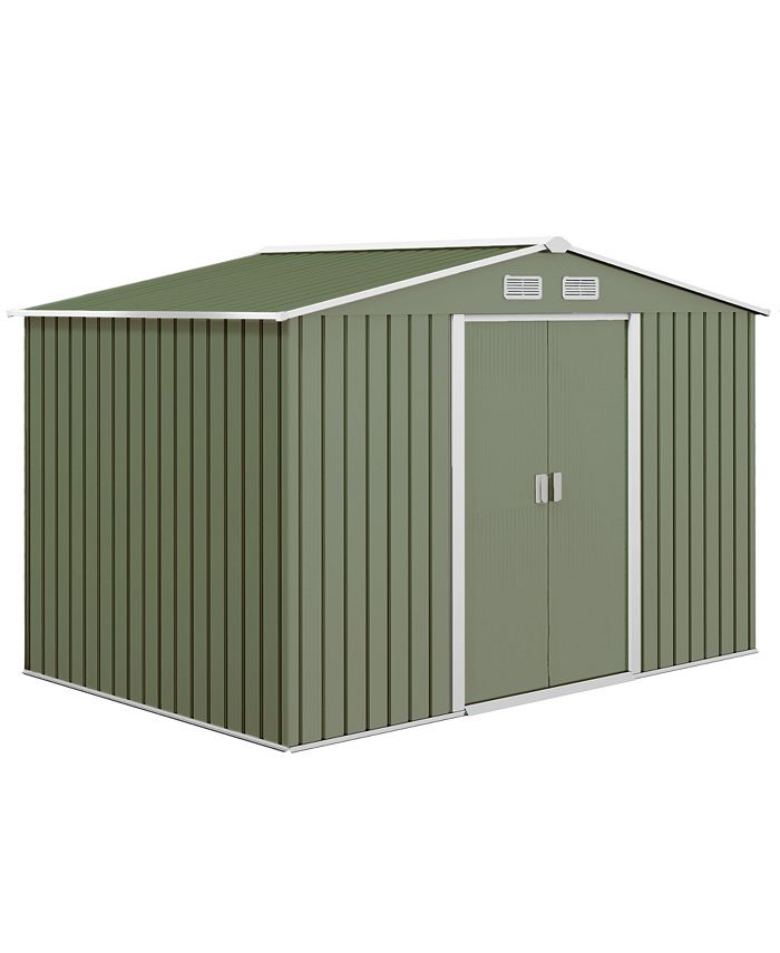 Outsunny 9' x 6' Metal Storage Shed Garden Tool House with Double
