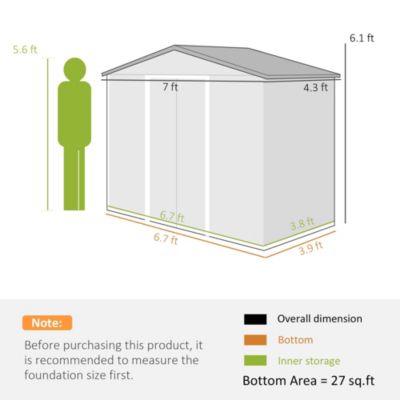 7&#39; x 4&#39; Storage Shed Garden Tool House w/ Vents Doors