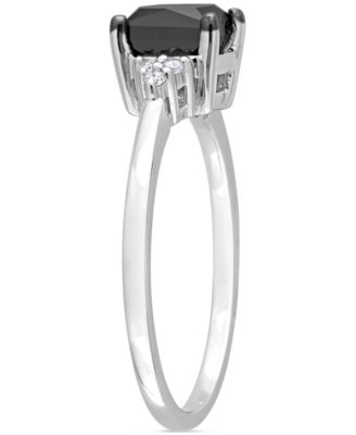 Black Diamond (3/4 ct. t.w.) & White Diamond (1/4 ct. t.w.) Princess-Cut Engagement Ring in 14k White Gold