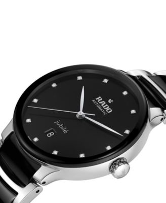 Men's Swiss Automatic Centrix Diamond (1/10 ct. t.w.) Black High-Tech Ceramic & Stainless Steel Bracelet Watch 40mm