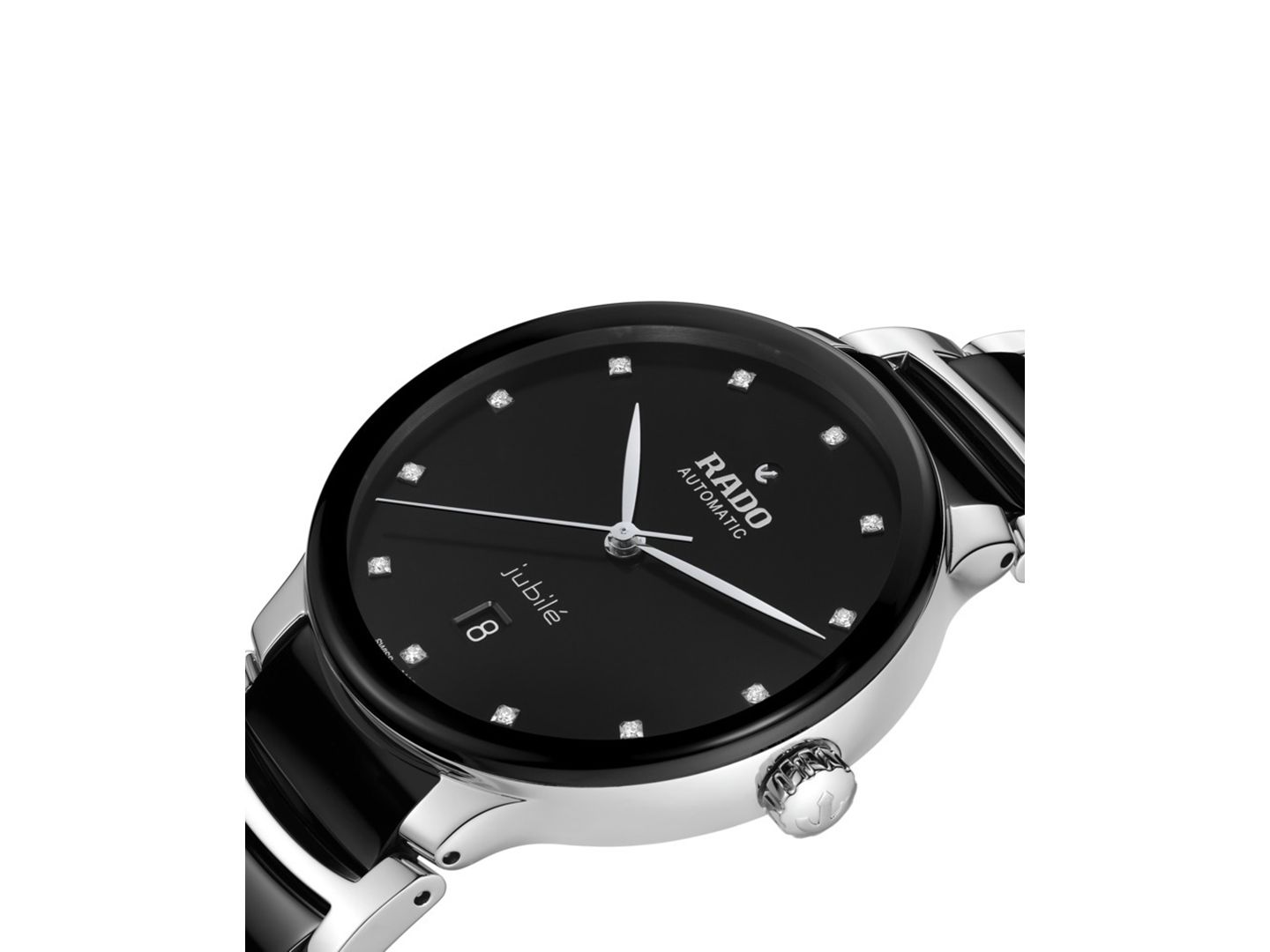 Мужские часы Rado Swiss Automatic Centrix Diamond (1/10 ct. t.w.) Black High-Tech Ceramic & Stainless Steel Bracelet Watch 40mm — фото 2