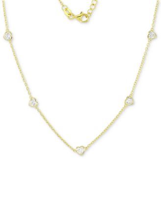 Macy's - Cubic Zirconia Heart Station Collar Necklace, 16" + 2" extender