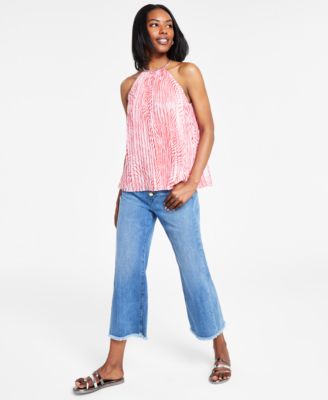 Michael Kors - Zebra-Print Pleated Chain Top, Regular & Petite