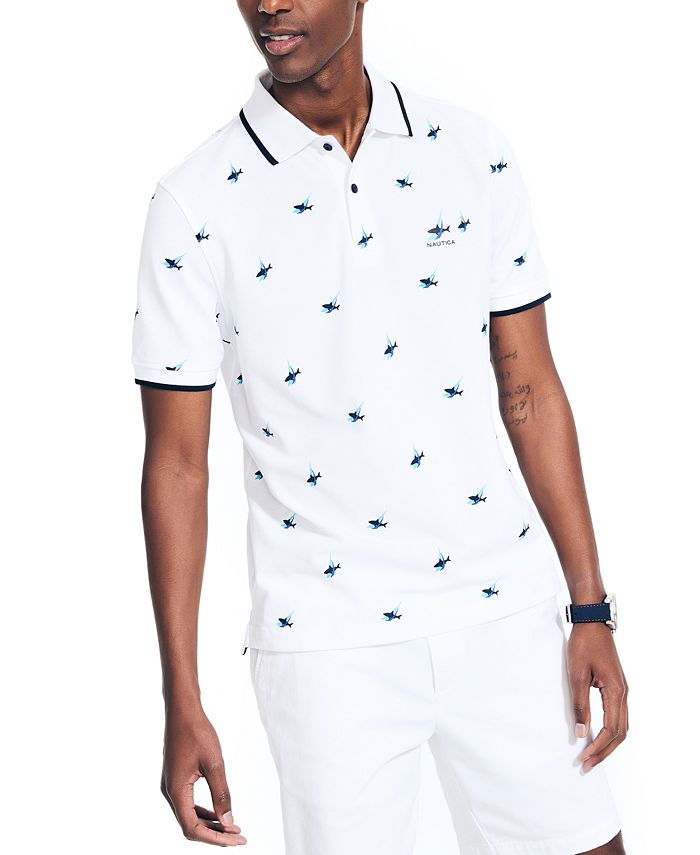 Nautica Shark Week x Men's Classic-Fit Stretch Shark-Print Polo Shirt ...