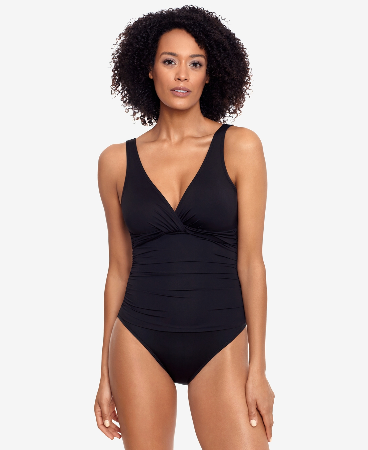 Lauren Ralph Lauren Beach Club Solid Twist One-piece Swimsuit In Black