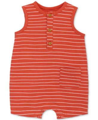 Little Me - Baby Boys or Baby Girls Striped Ribbed Romper
