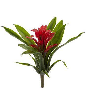 Nearly Natural - 6-Pc. 11" Red Bromeliad Artificial Flower Stem Set