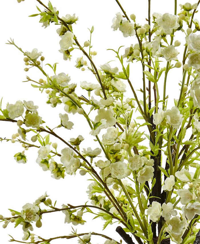 Nearly Natural Cherry Blossom Artificial Arrangement in Glass Vase Macy's
