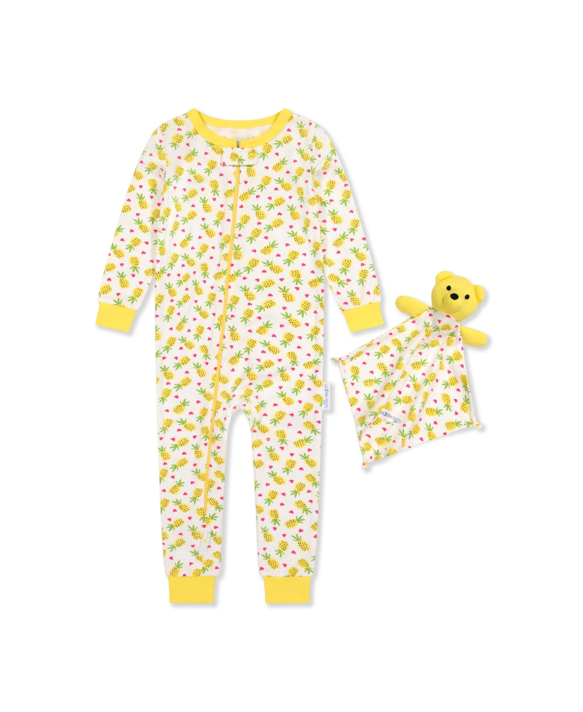 Max & Olivia Baby Girls 1 Piece Snug Fit Pajama With Matching Blankie Baby In Yellow