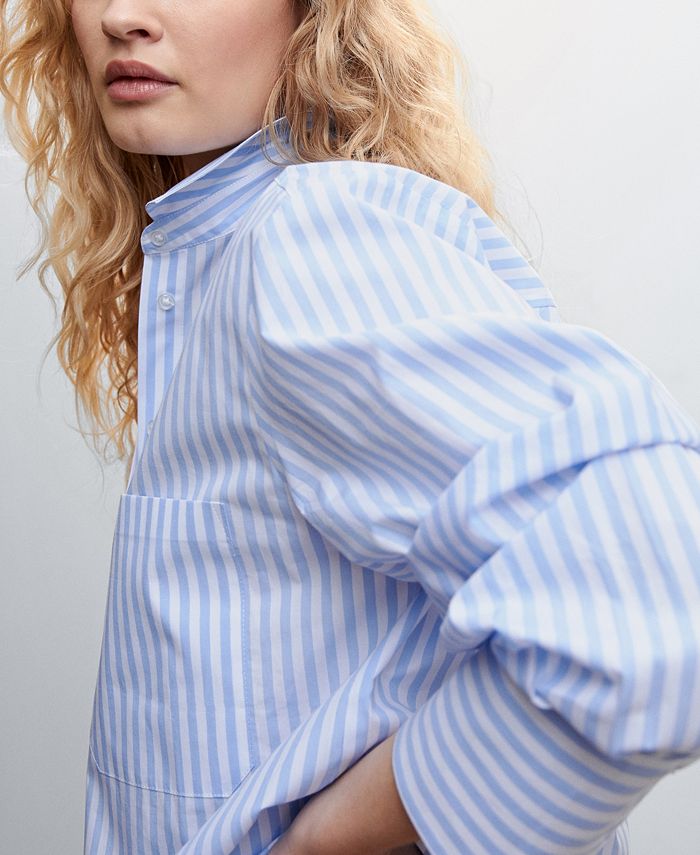 MANGO Women's Oversize Striped Shirt - Macy's