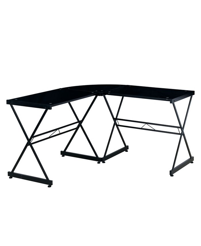 Simplie Fun LShaped Glass Computer Desk, Black Macy's
