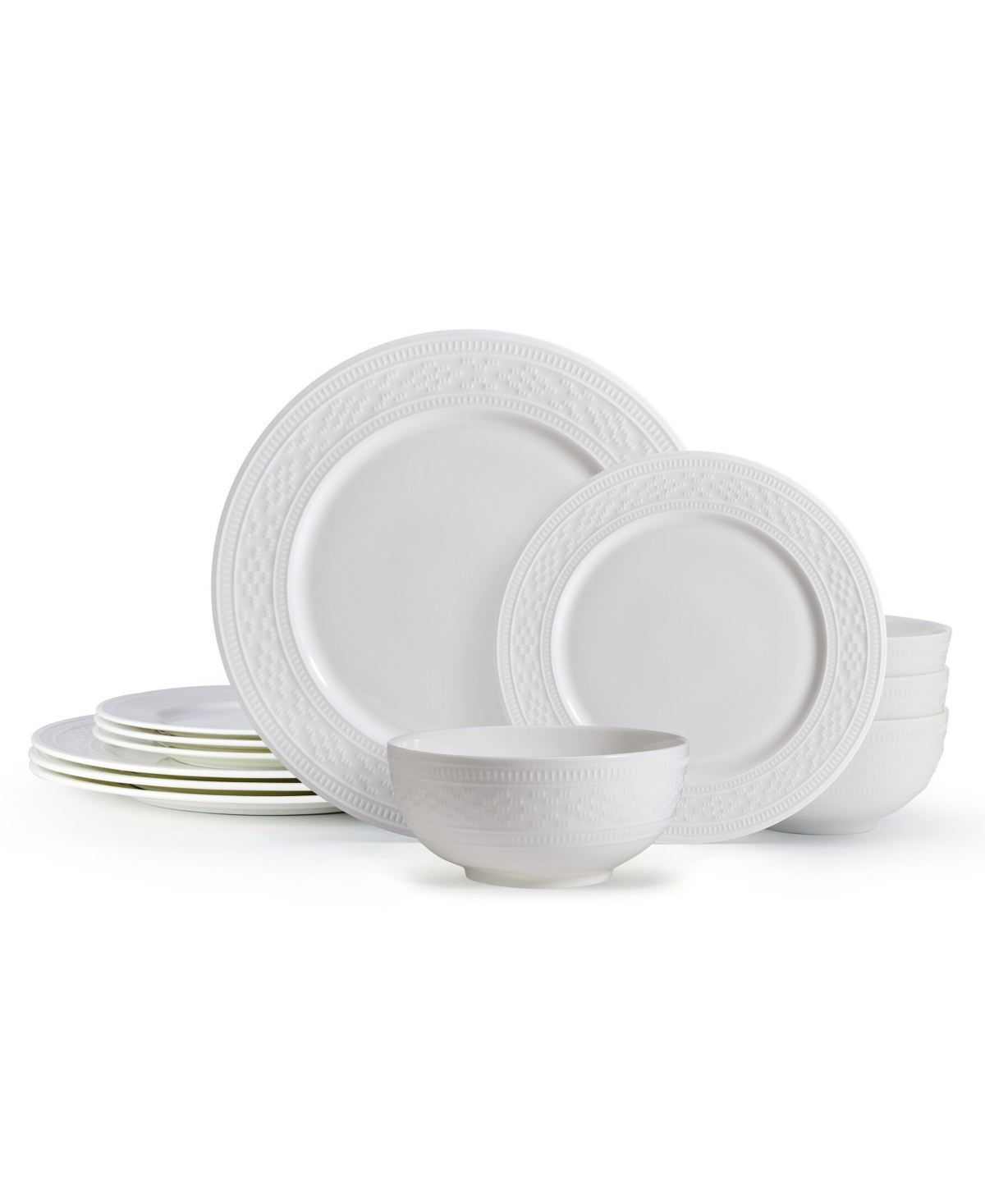Mikasa Haven Bone China 12 Piece Dinnerware Set, Service For 4 In White