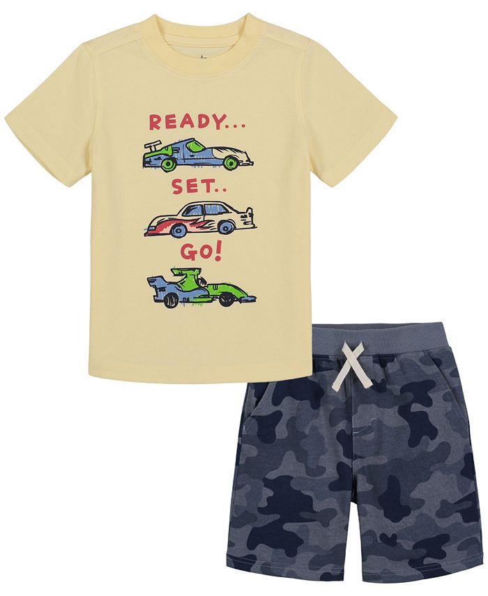 Kids Headquarters Big Boys Racecar Jersey T-shirt and Camo French Terry ...