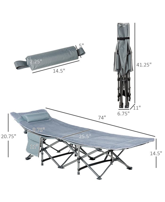 Outsunny Folding Camping Cot Adults, Double Layer Heavy Duty Sleeping