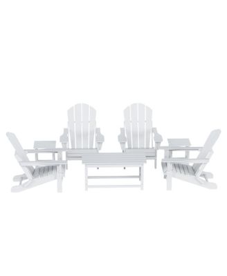7 Piece Set Outdoor Folding Adirondack Chairs with Coffee Table Side Table