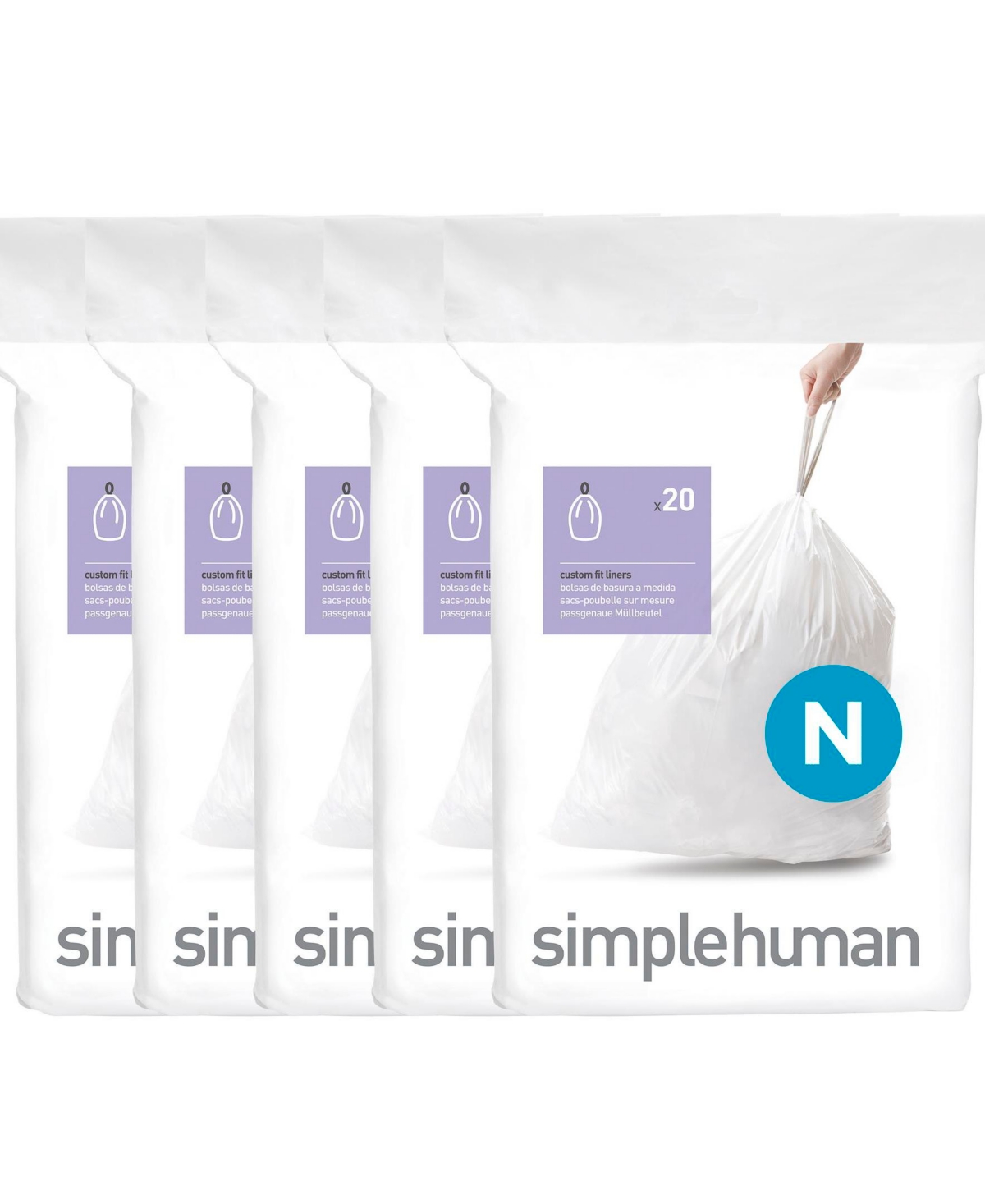 Simplehuman Code N Custom Fit Liners, Pack Of 100 In White