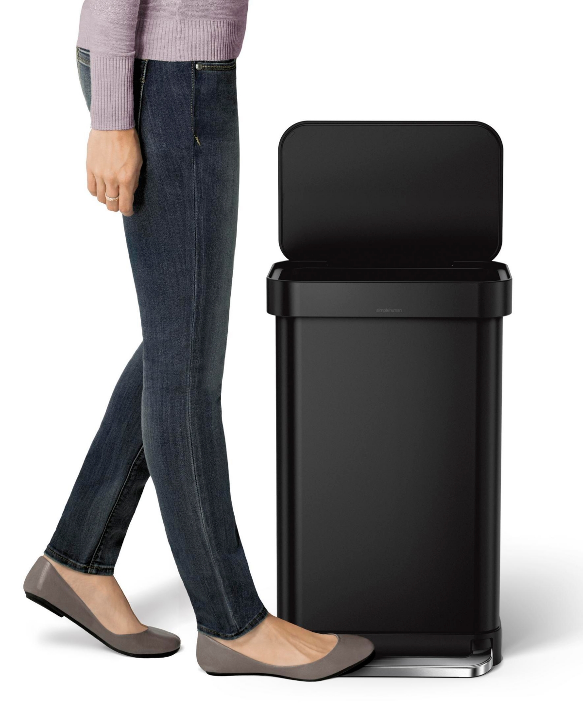 Shop Simplehuman 45 Liter Step Trash Can In Matte Black