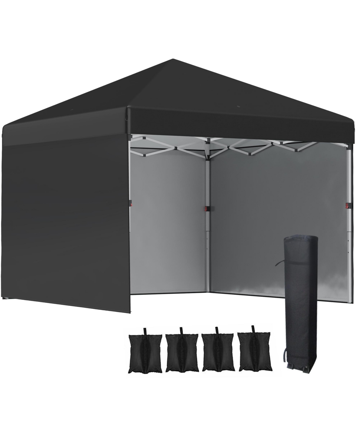 10' x 10' Pop Up Canopy Tent with 3 Sidewalls, Leg Weight Bags and Carry Bag, Height Adjustable Party Tent Event Shelter Gazebo for Garden, P