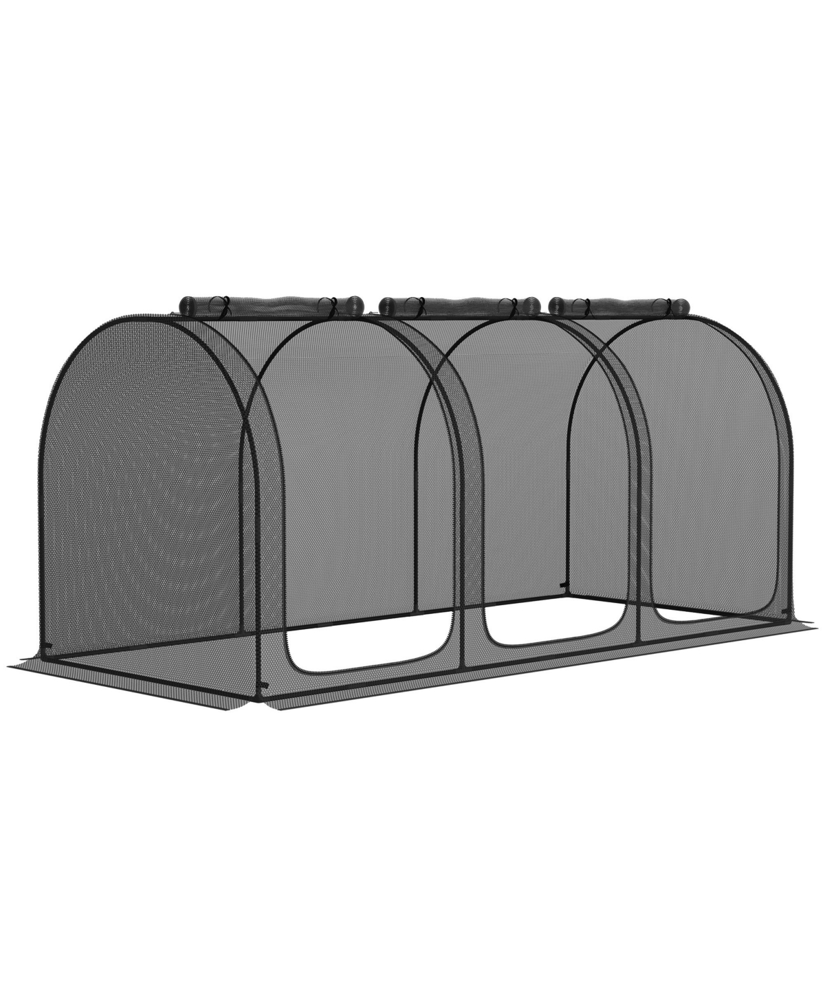 9' x 4' Crop Cage, Plant Protection Tent with Three Zippered Doors, Storage Bag and 6 Ground Stakes, for Garden, Yard, Lawn, Black - Black