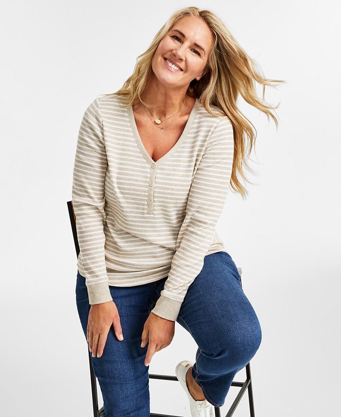 Plus size sales waffle knit henley