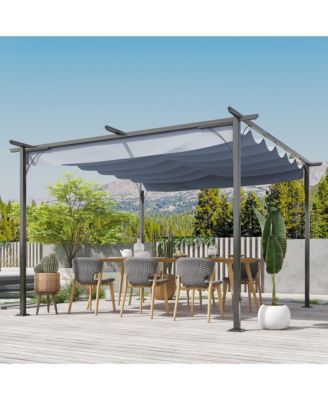 11.5'x11.5' Retractable Patio Gazebo Pergola, UV Resist,