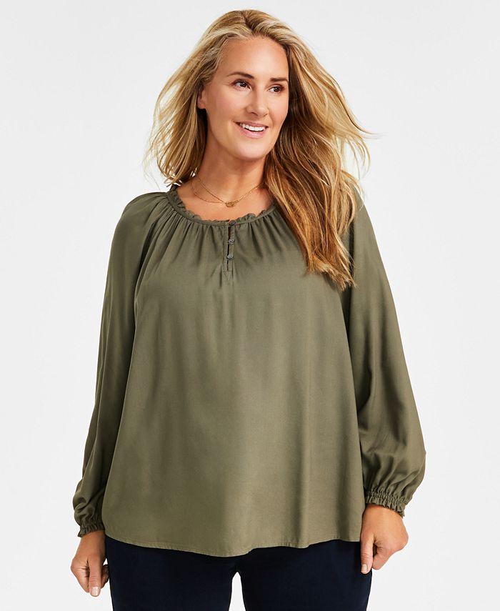 Style Co Plus Size Long Sleeve Peasant Top Created for Macy s