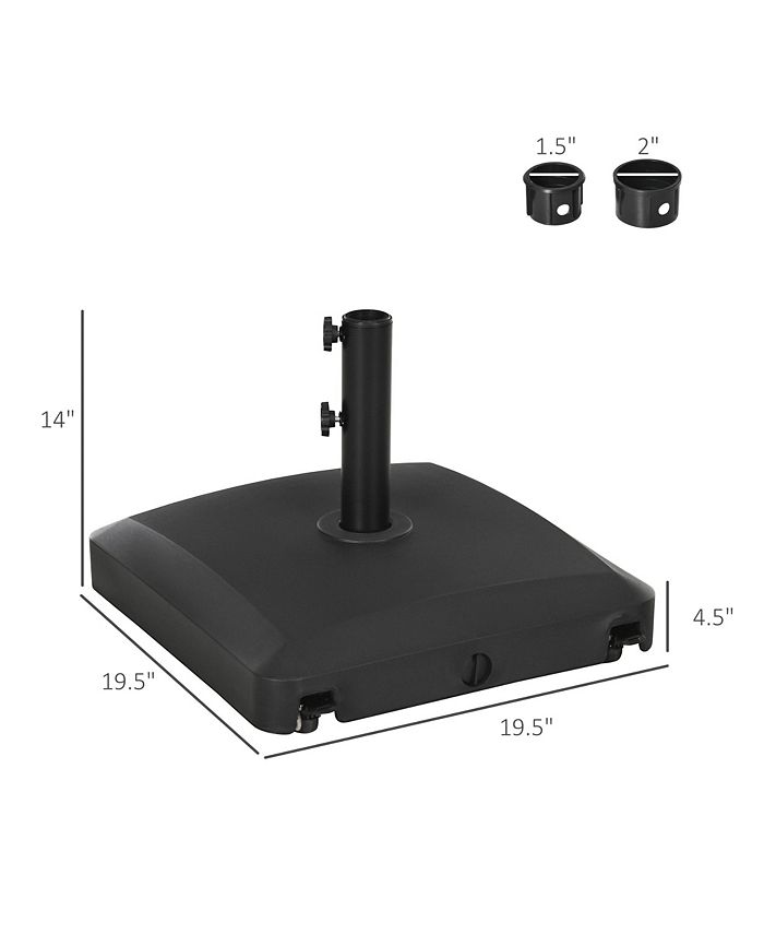 Outsunny Patio Umbrella Base with Wheels, 53lbs Water or 66lbs Sand