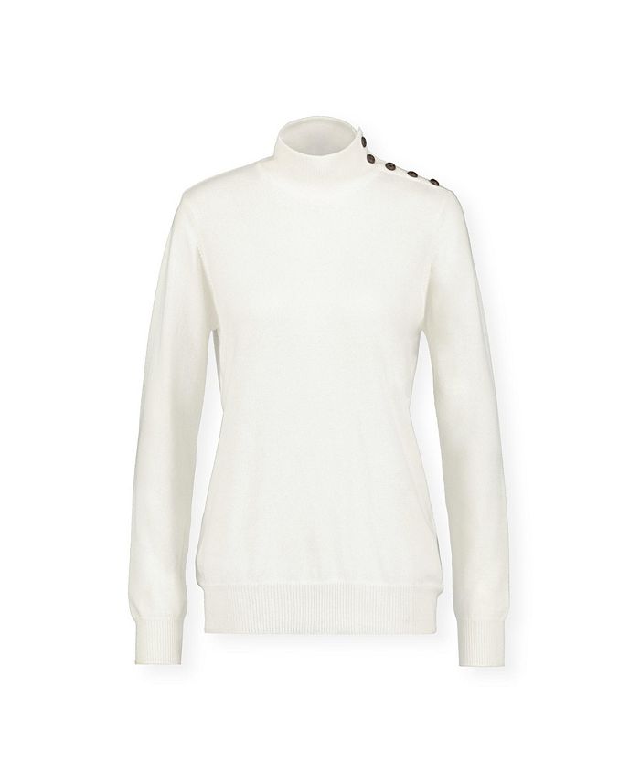 Hope & Henry Womens' Mock Neck Sweater with Button Detail - Macy's
