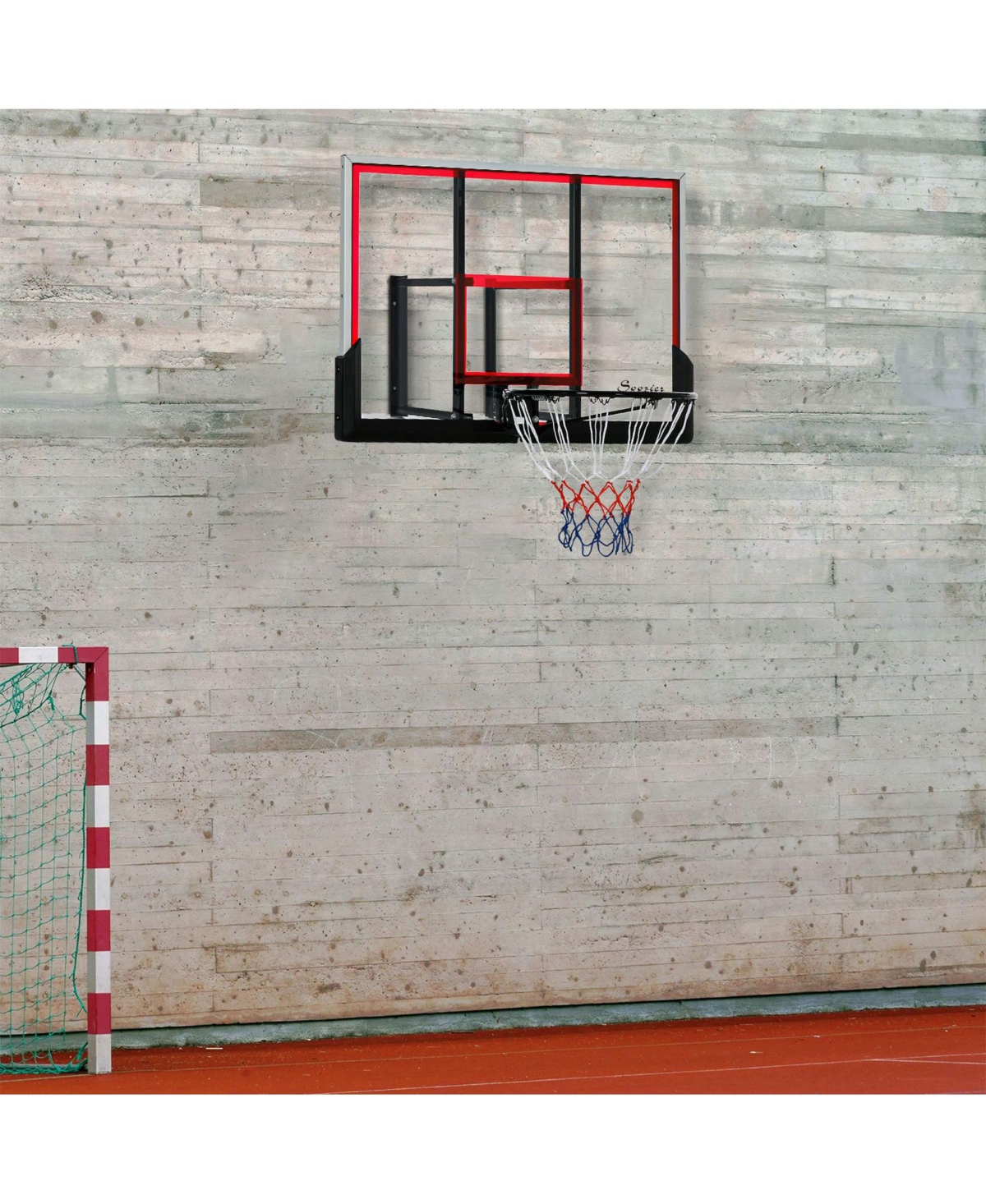 Soozier Wall Mounted Basketball Hoop, Mini Hoop Basketball Goal with 43" x 30" Shatter Proof Backboard, Durable Bracket and All Weather Net for Outdoo