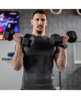 Hex Rubber Dumbbell Set with Ergonomic Handles