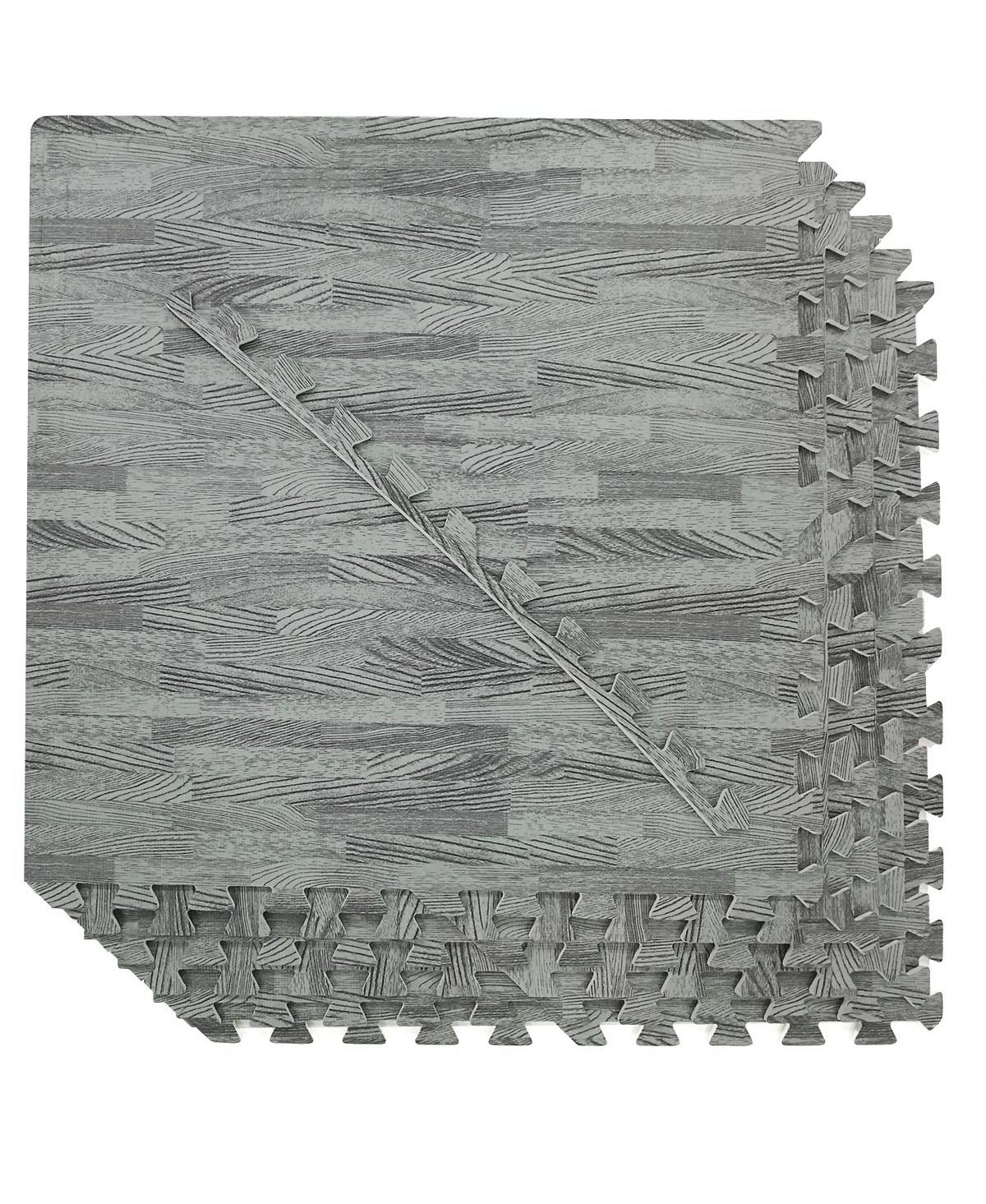 100 SqFt 3/8" Eva Sea Haze Grey Wood Grain Foam Mat Interlocking 2'X2' 25pcs - Grey