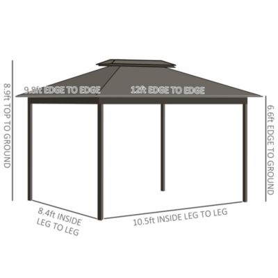 10' x 12' Metal Roof Hardtop Gazebo w/ Curtains & Netting,