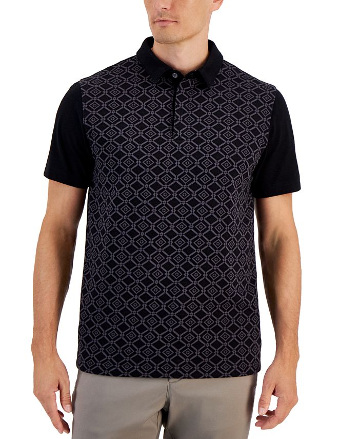 Lirien Short Sleeve Geo Jacquard Polo Dk-Blue