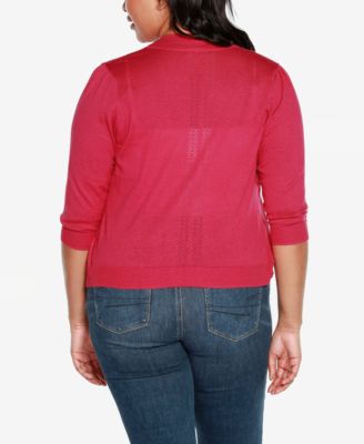 Plus Size 3/4 Sleeve Open Cardigan Sweater
