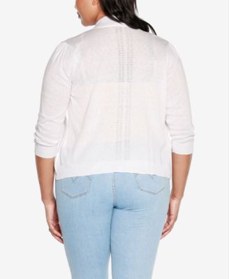 Plus Size 3/4 Sleeve Open Cardigan Sweater
