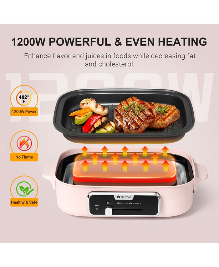 Ventray Electric Grill, 1200W Indoor Grill, Tabletop Cooking Griddle