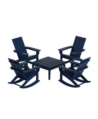 5-Piece Modern Adirondack Outdoor Rocking Chair with Side Table Set