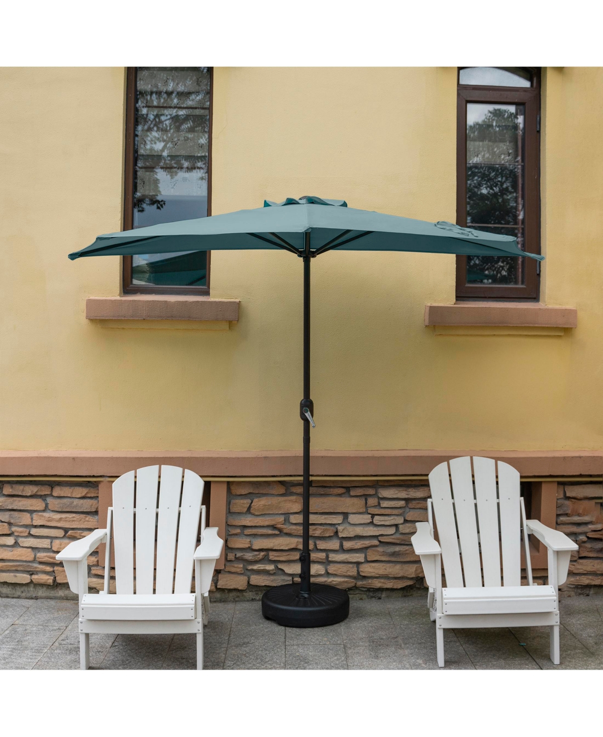 WestinTrends 9 Ft Outdoor Half Market Umbrella with Black Round Weight Base Set