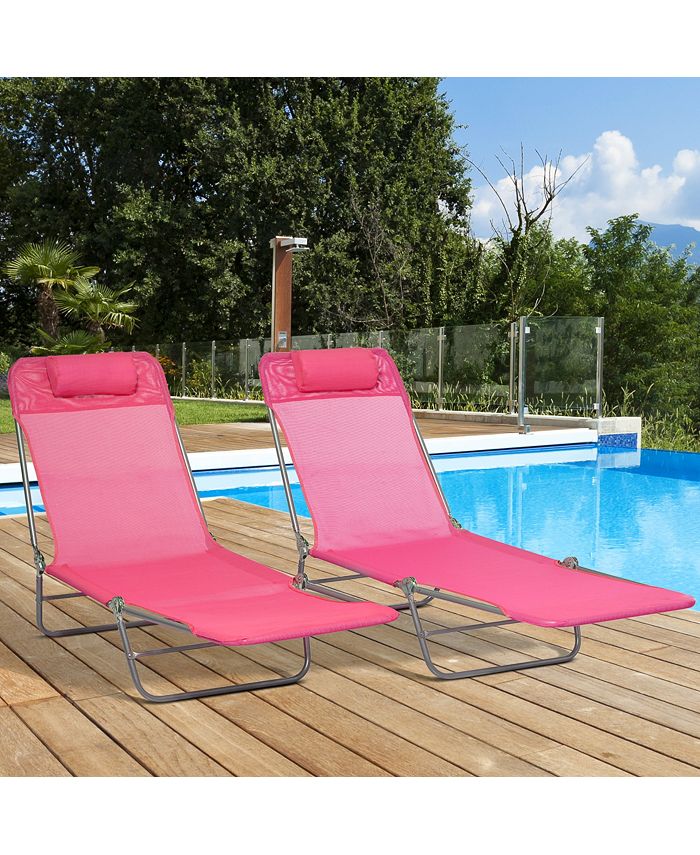 Outsunny Folding Chaise Lounge Pool Chairs, Outdoor Sun Tanning Chairs