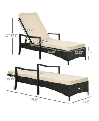 Wicker Chaise Lounge, 4 Position Adjustable Backrest and Cushions Outdoor Lounge Chair PE Rattan Sun Lounger for Poolside, Balcony or Garden, Beige