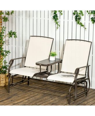 2-Person Outdoor Glider Bench with Center Table,