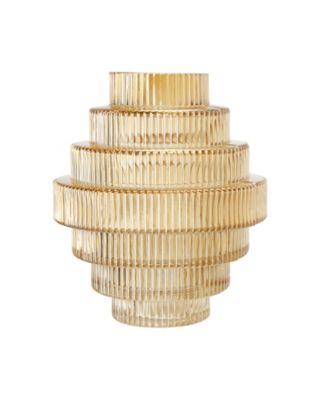 Ribbed Geometric Glass Vase, Set of 2