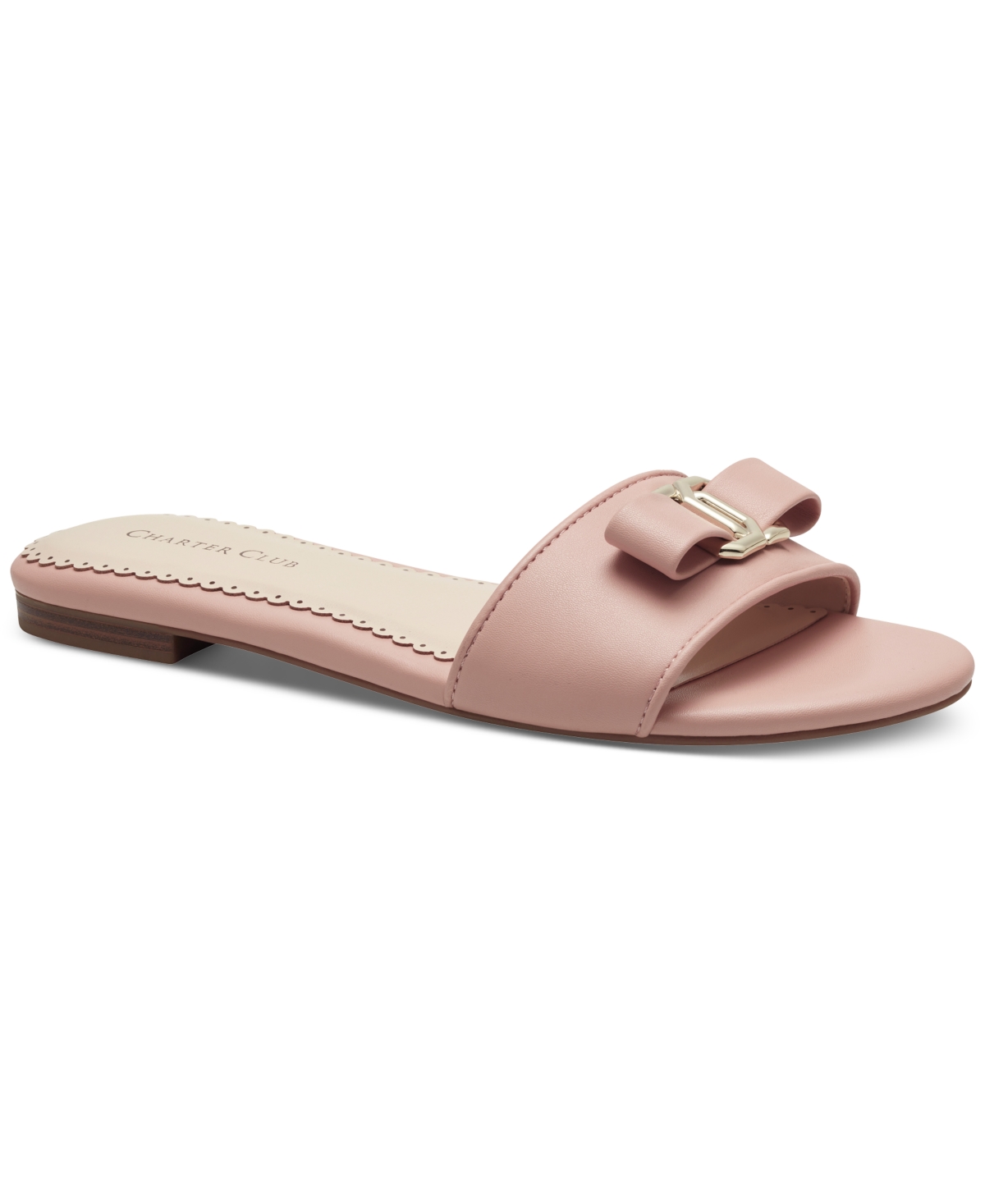 Charter Club Skyla Slip-On Bow Flat Sandals, Created for Macy's Women's Shoes